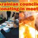 Ukrainian councilor detonating grenades in meeting